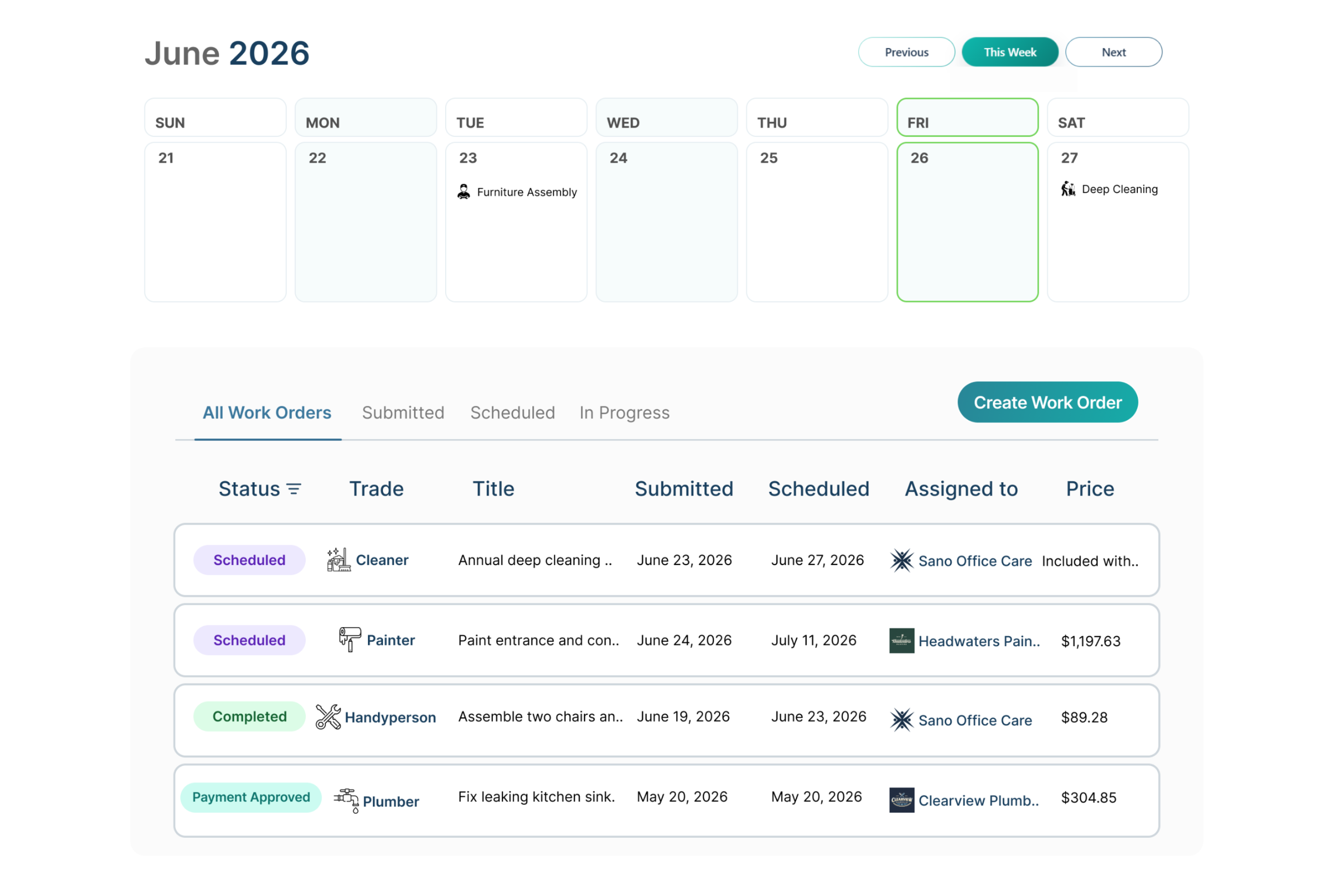 Stay Organized dashboard view